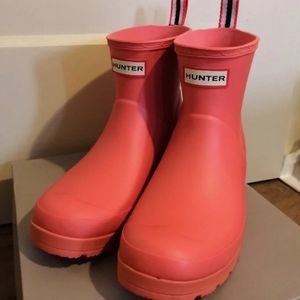 Hunter Rain Boots SIZE 7 Logo Red/Coral